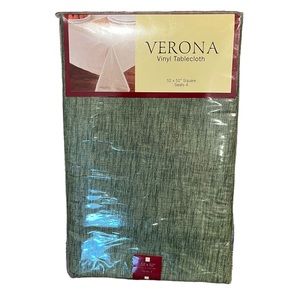 NEW Verona Vinyl Tablecloth 52”x52” Square Seats 4